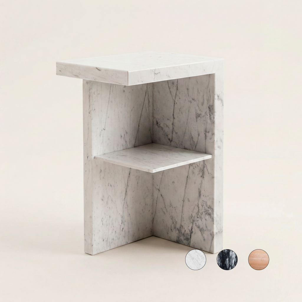 Milla carrara side table in natural stone